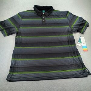 Pro Tour Mens Coolplay Golf Polo Black Lime Green XL Moisture Wicking NWT